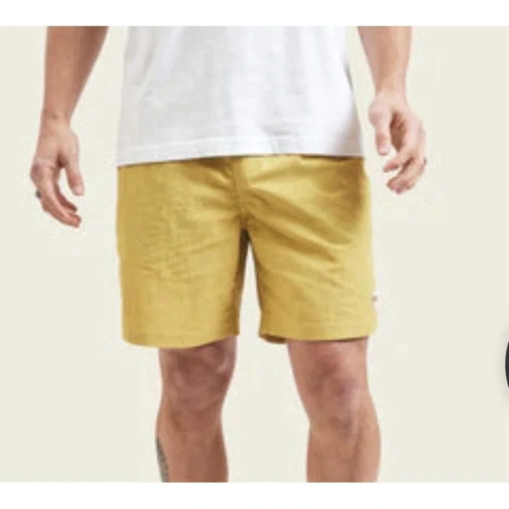 Howler Brothers Salado Shorts Mens Mustard Yellow Nylon Quick Dry Large